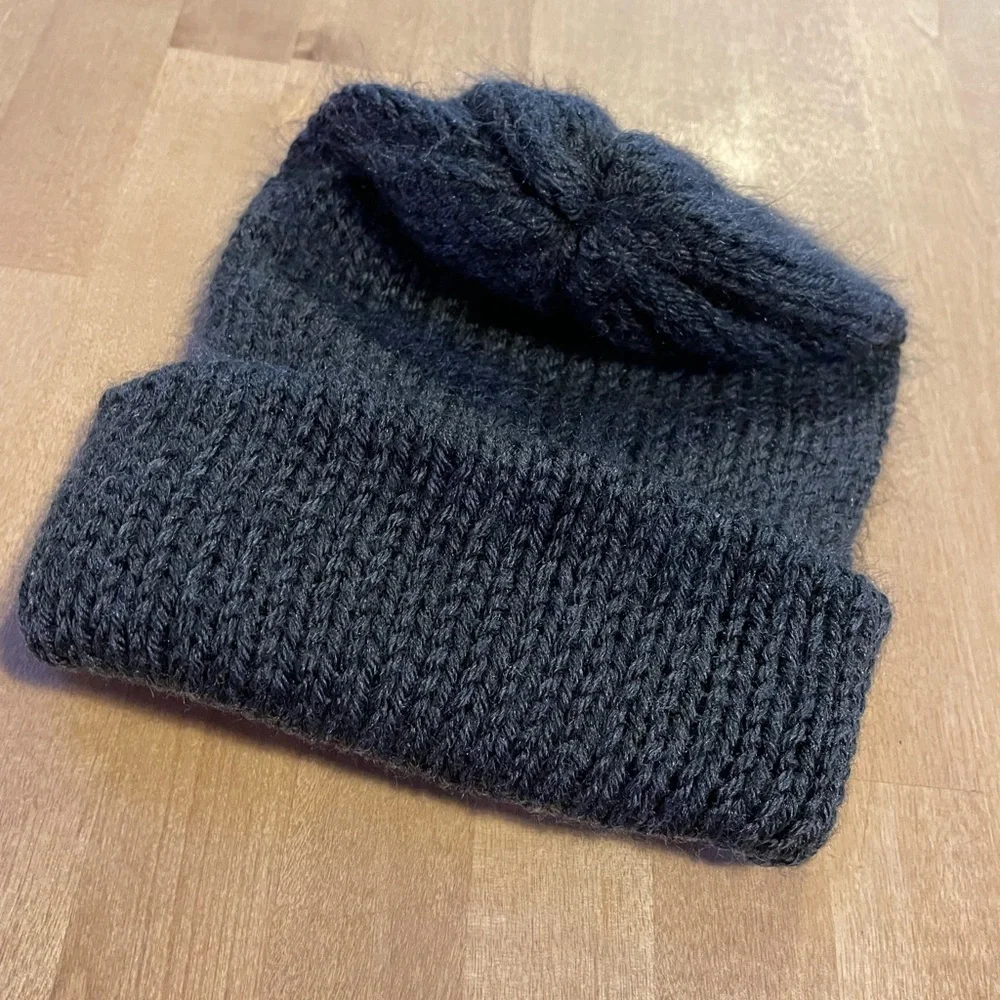 Beanie Crocheted Handmade Dark Grey Gray Woven Knit Toboggan Crochet Soft Unisex